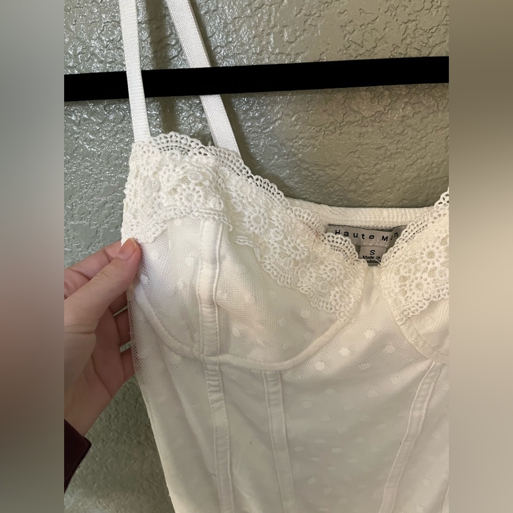 Adorable white lingerie bodysuit!